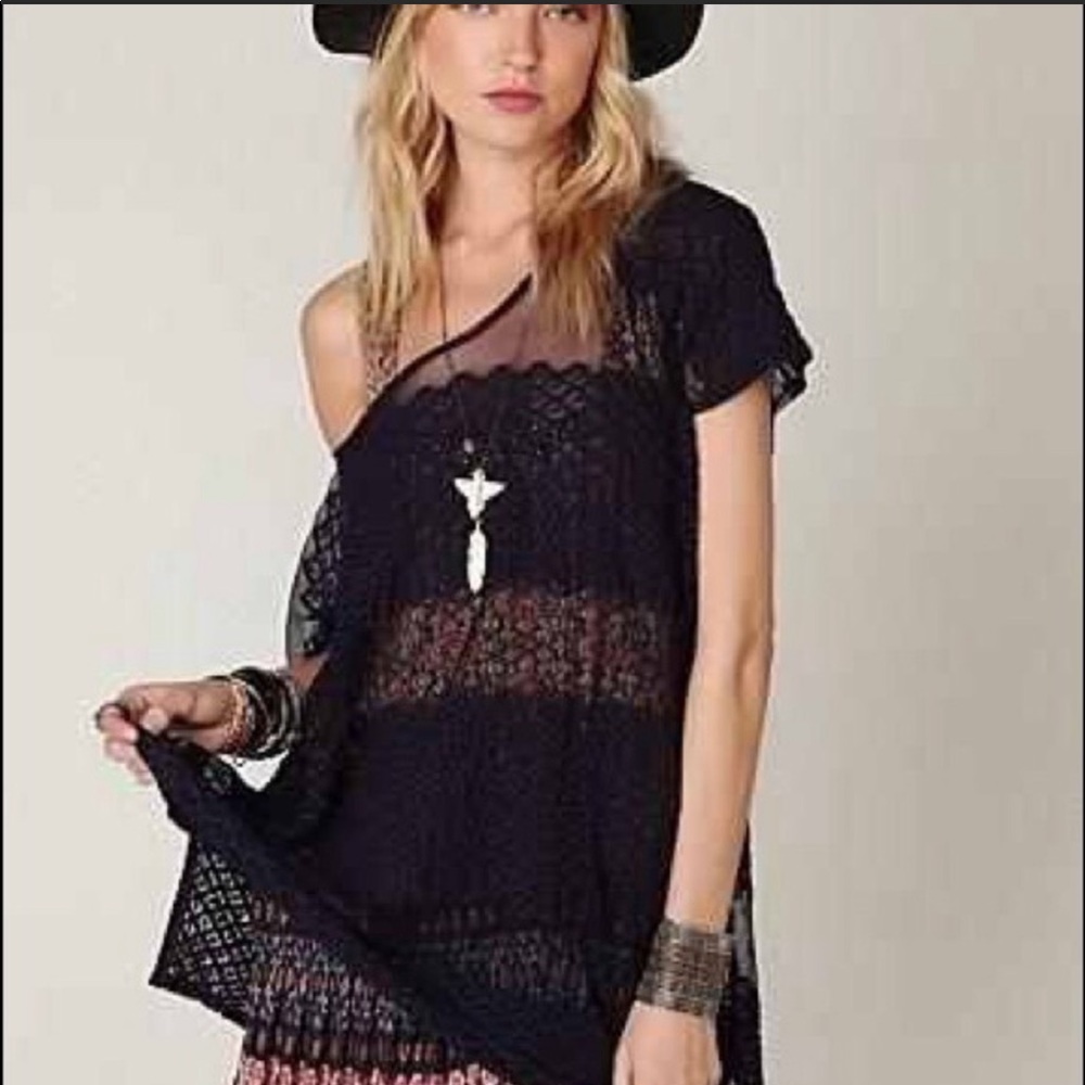 Free People Moonlight Breeze Lace Mesh Tunic